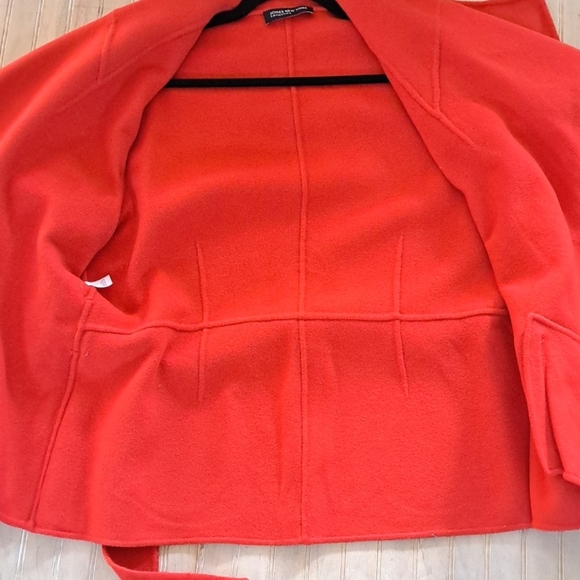 Jones New York Wool Blend Classic Warm Red Wrap Belted Jacket Fleece Oversized - Picture 6 of 11